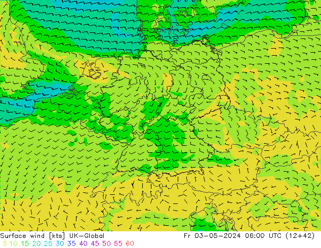 Vent 10 m UK-Global ven 03.05.2024 06 UTC