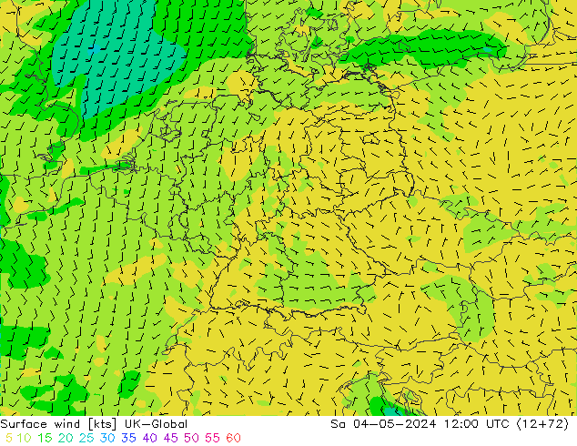 Vento 10 m UK-Global Sáb 04.05.2024 12 UTC