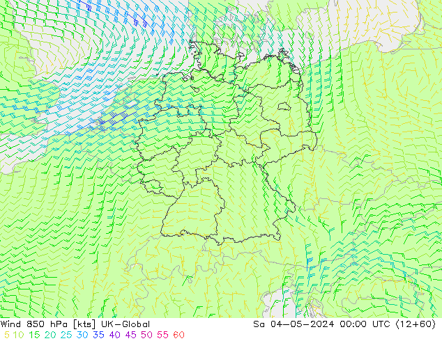 Wind 850 hPa UK-Global So 04.05.2024 00 UTC