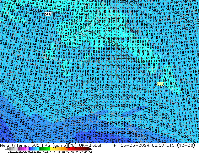 Height/Temp. 500 hPa UK-Global Fr 03.05.2024 00 UTC