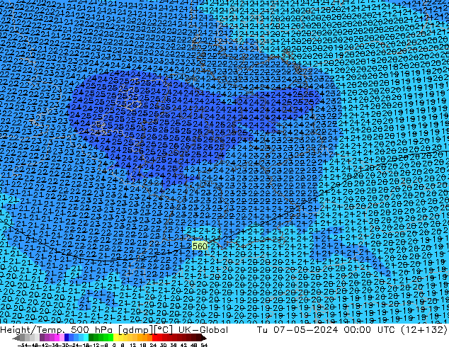 Height/Temp. 500 hPa UK-Global mar 07.05.2024 00 UTC