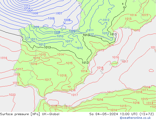 Surface pressure UK-Global Sa 04.05.2024 12 UTC