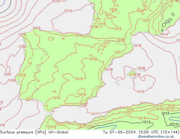 приземное давление UK-Global вт 07.05.2024 12 UTC