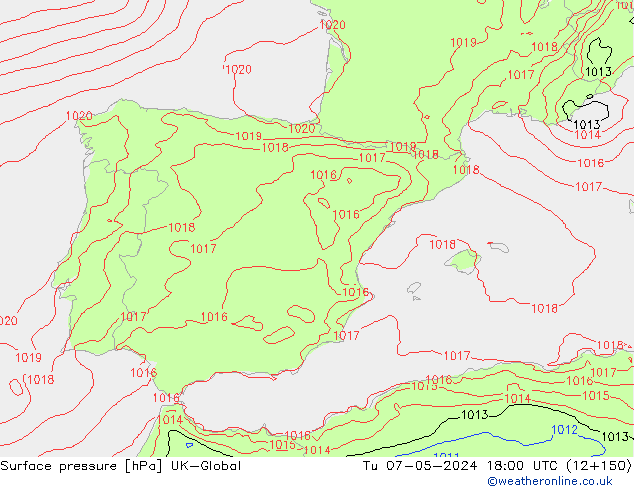 Yer basıncı UK-Global Sa 07.05.2024 18 UTC