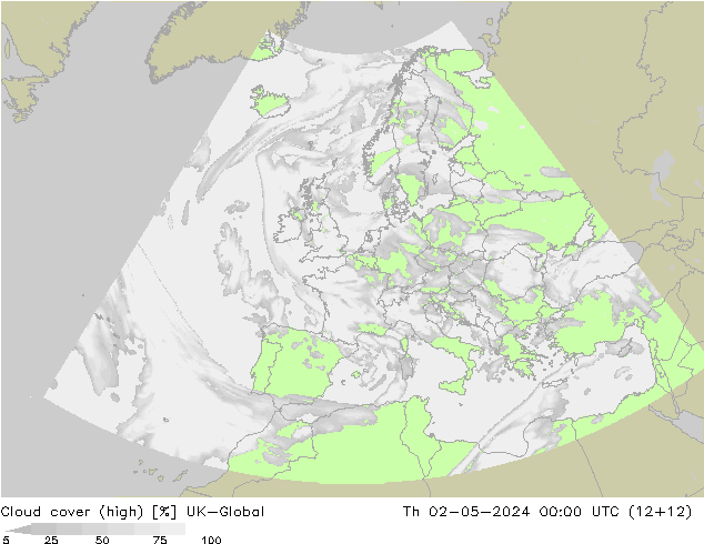 Cloud cover (high) UK-Global Th 02.05.2024 00 UTC