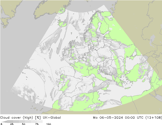 Cloud cover (high) UK-Global Mo 06.05.2024 00 UTC