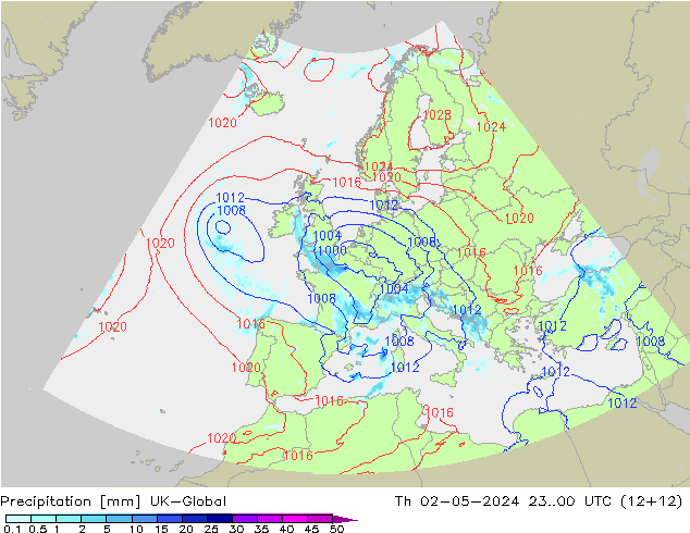 Precipitation UK-Global Th 02.05.2024 00 UTC