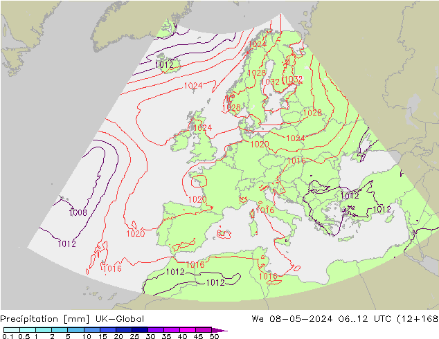 Neerslag UK-Global wo 08.05.2024 12 UTC