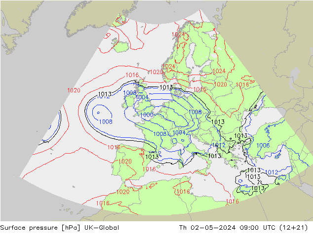 приземное давление UK-Global чт 02.05.2024 09 UTC