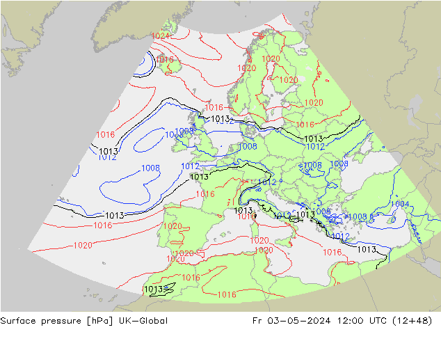 приземное давление UK-Global пт 03.05.2024 12 UTC