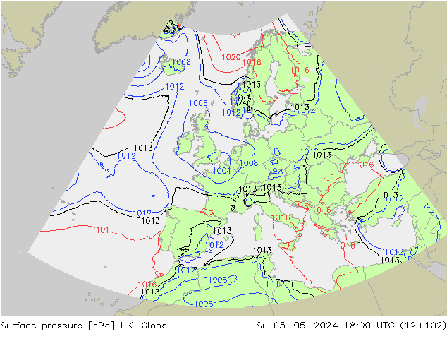 Surface pressure UK-Global Su 05.05.2024 18 UTC