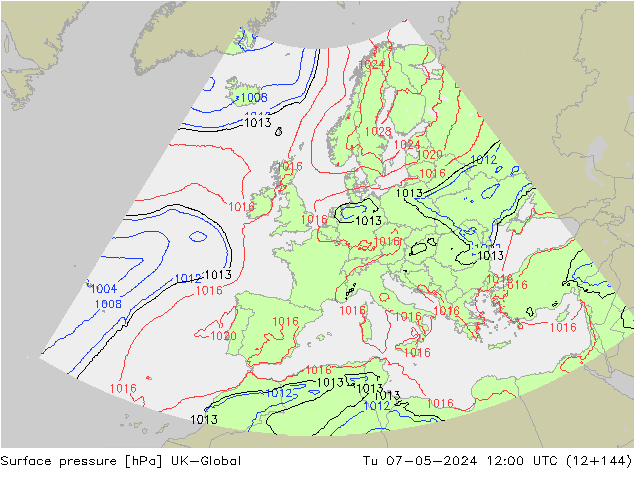 Surface pressure UK-Global Tu 07.05.2024 12 UTC