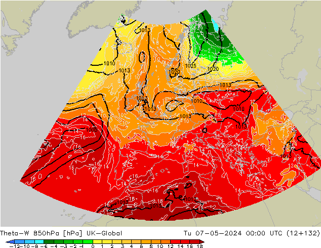 Theta-W 850hPa UK-Global  07.05.2024 00 UTC