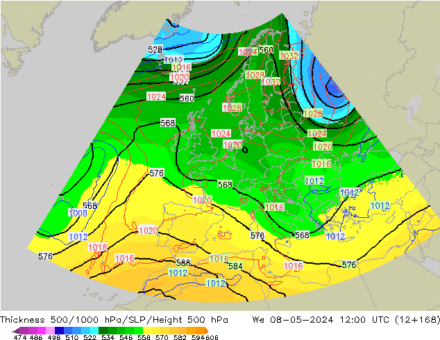Thck 500-1000hPa UK-Global We 08.05.2024 12 UTC