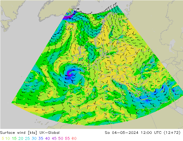 Surface wind UK-Global Sa 04.05.2024 12 UTC
