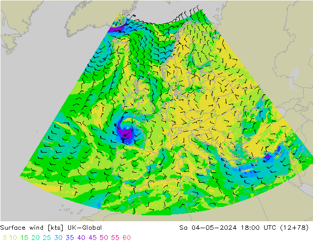 Surface wind UK-Global Sa 04.05.2024 18 UTC