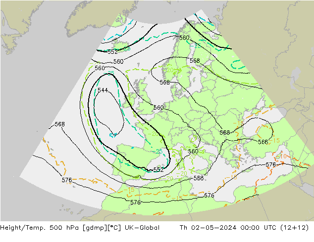 Géop./Temp. 500 hPa UK-Global jeu 02.05.2024 00 UTC