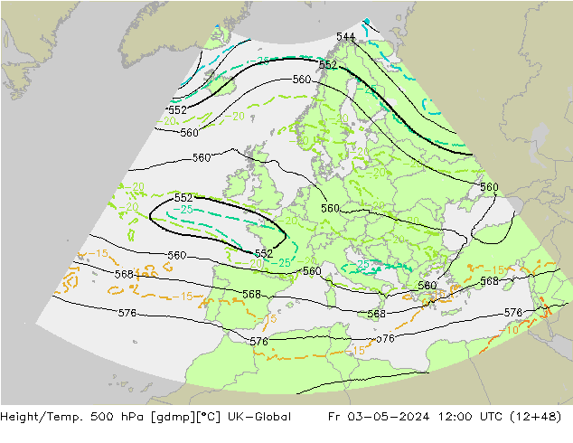 Géop./Temp. 500 hPa UK-Global ven 03.05.2024 12 UTC