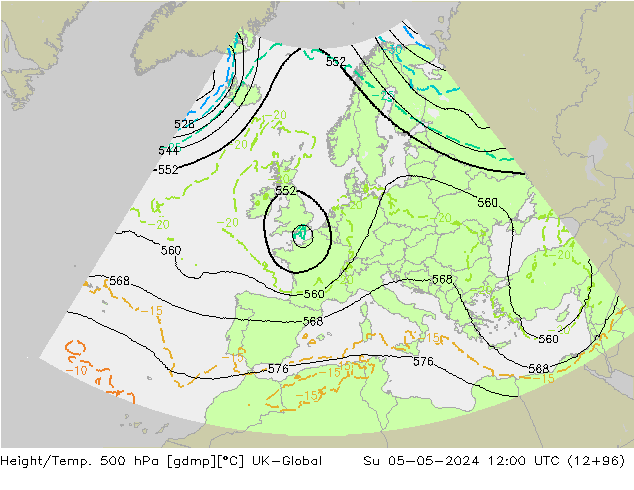 Height/Temp. 500 hPa UK-Global Ne 05.05.2024 12 UTC