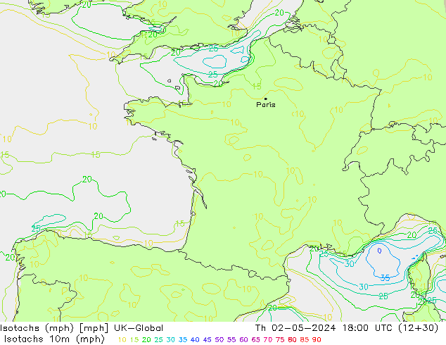 Isotachen (mph) UK-Global Do 02.05.2024 18 UTC