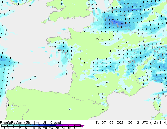 Yağış (6h) UK-Global Sa 07.05.2024 12 UTC