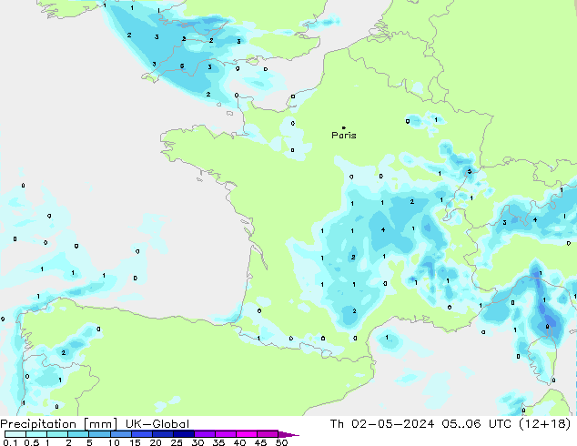 Precipitación UK-Global jue 02.05.2024 06 UTC