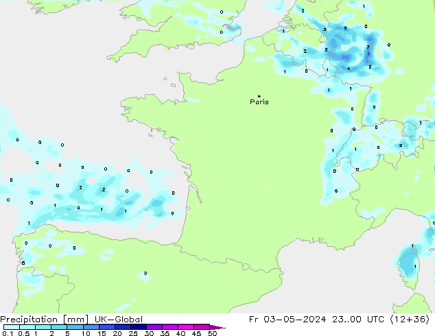 Srážky UK-Global Pá 03.05.2024 00 UTC