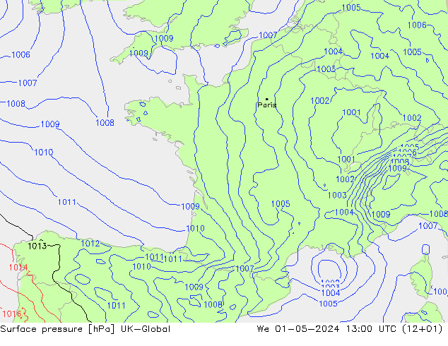 Bodendruck UK-Global Mi 01.05.2024 13 UTC