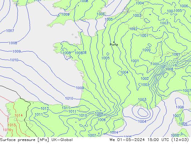 Yer basıncı UK-Global Çar 01.05.2024 15 UTC