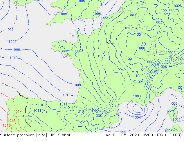 Luchtdruk (Grond) UK-Global wo 01.05.2024 15 UTC