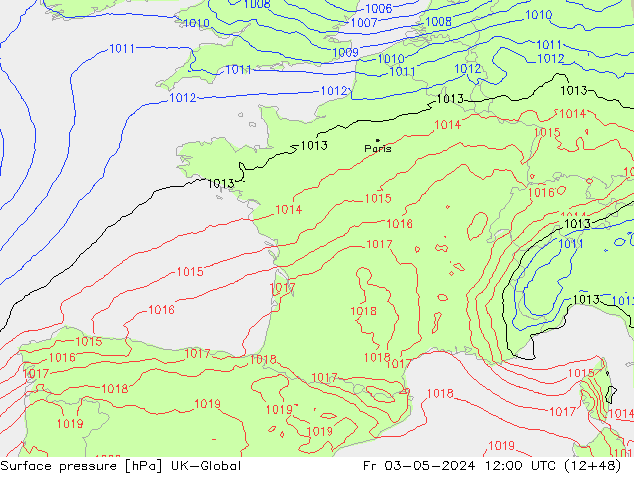 Surface pressure UK-Global Fr 03.05.2024 12 UTC