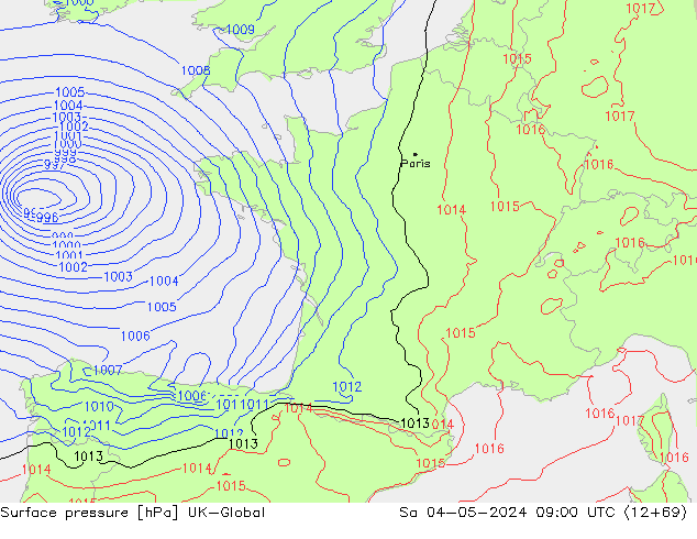 pression de l'air UK-Global sam 04.05.2024 09 UTC