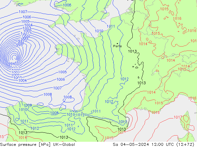 pressão do solo UK-Global Sáb 04.05.2024 12 UTC