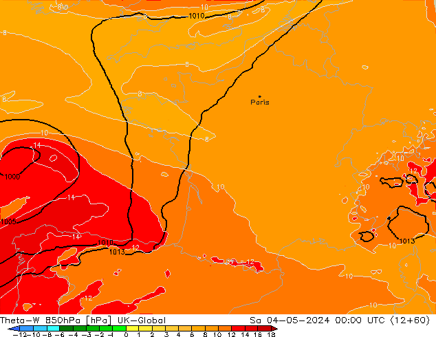 Theta-W 850hPa UK-Global Sa 04.05.2024 00 UTC