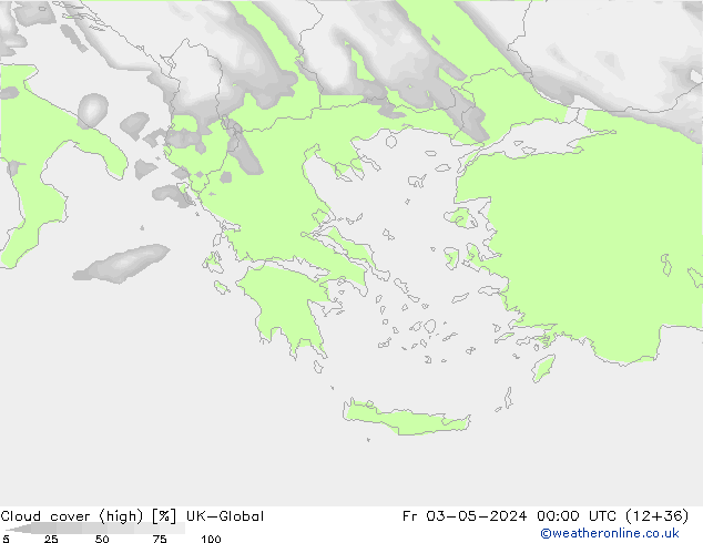 Cloud cover (high) UK-Global Fr 03.05.2024 00 UTC