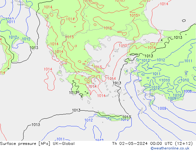 Surface pressure UK-Global Th 02.05.2024 00 UTC