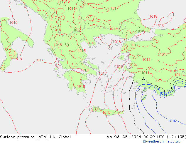 Surface pressure UK-Global Mo 06.05.2024 00 UTC