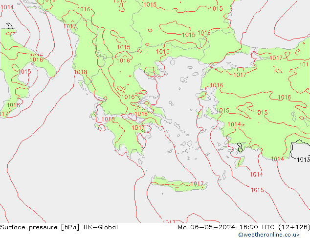 приземное давление UK-Global пн 06.05.2024 18 UTC