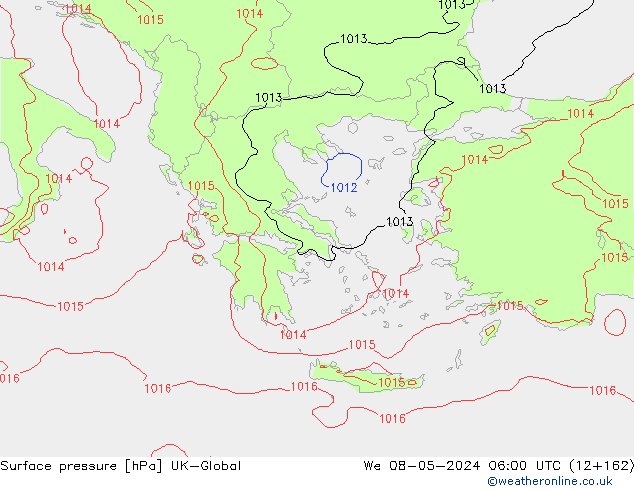 Atmosférický tlak UK-Global St 08.05.2024 06 UTC