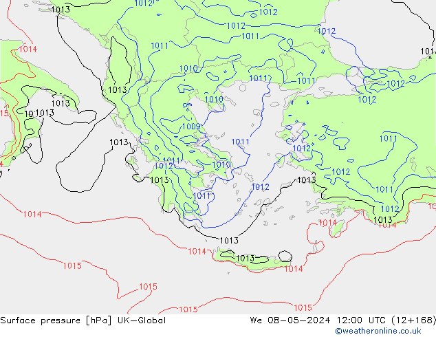 Atmosférický tlak UK-Global St 08.05.2024 12 UTC