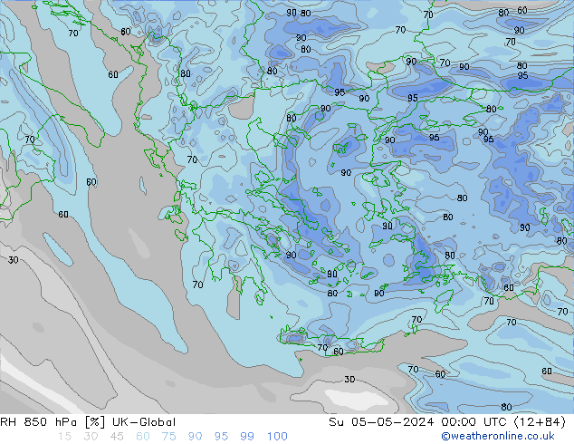 RH 850 hPa UK-Global Su 05.05.2024 00 UTC