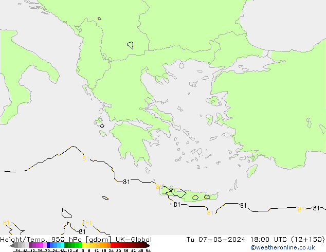 Yükseklik/Sıc. 950 hPa UK-Global Sa 07.05.2024 18 UTC