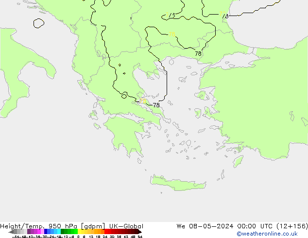Height/Temp. 950 hPa UK-Global St 08.05.2024 00 UTC