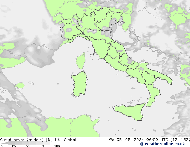 oblačnosti uprostřed UK-Global St 08.05.2024 06 UTC