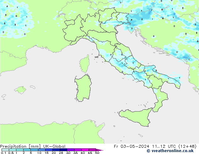 Precipitation UK-Global Fr 03.05.2024 12 UTC