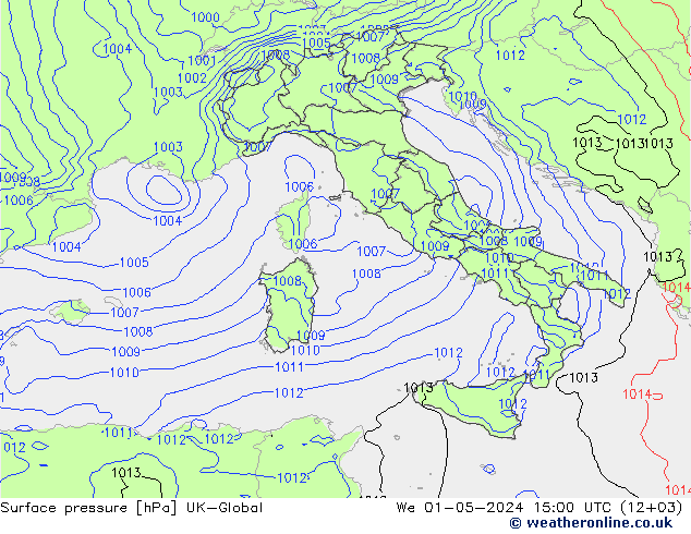 pressão do solo UK-Global Qua 01.05.2024 15 UTC