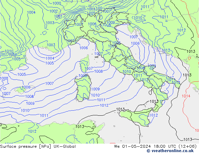 Yer basıncı UK-Global Çar 01.05.2024 18 UTC