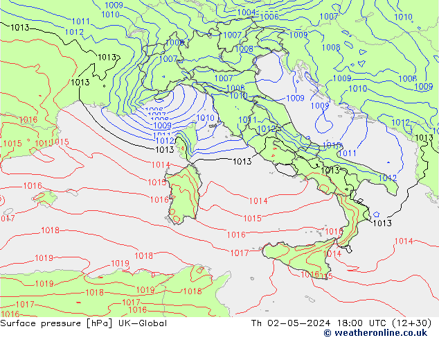 Surface pressure UK-Global Th 02.05.2024 18 UTC