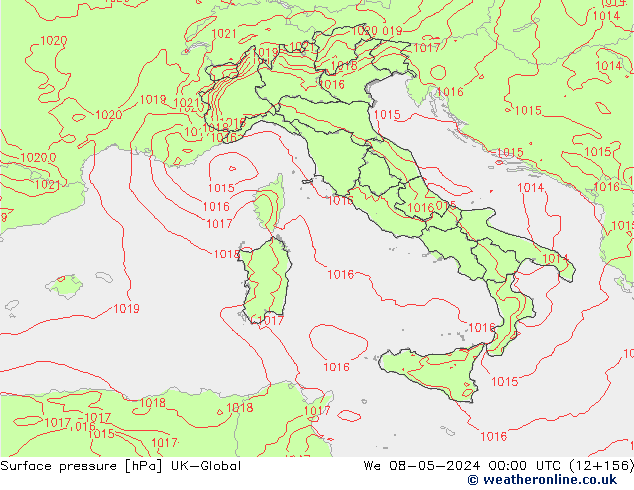 Luchtdruk (Grond) UK-Global wo 08.05.2024 00 UTC