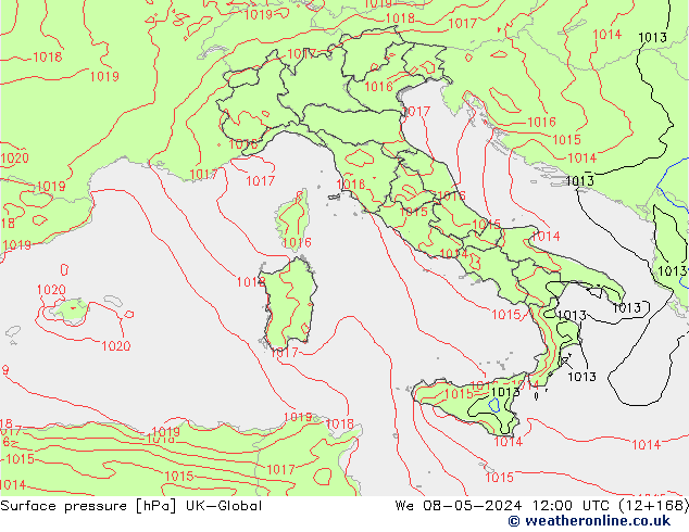 Surface pressure UK-Global We 08.05.2024 12 UTC